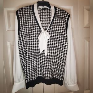 New Adrianna Papell Houndstooth Sweater Blouse
